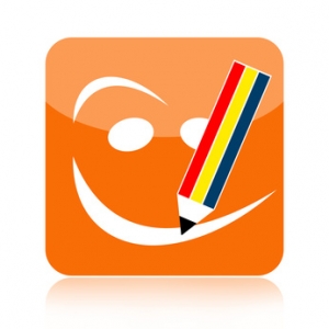 Positive thinking icon with smiley face and pencil
